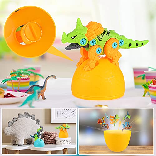 Dinosaurios Juguetes con Taladro, ZWOOS 4 Piezas Huevo de Dinosaurio Juegos DIY Construccion Juguete de Montaje de Dinosaurios para Niños y Niñas 3 Años