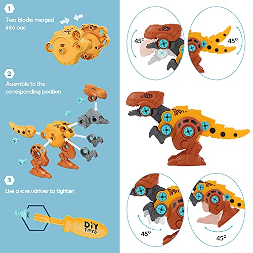 Dinosaurios Juguetes con Taladro, ZWOOS 4 Piezas Huevo de Dinosaurio Juegos DIY Construccion Juguete de Montaje de Dinosaurios para Niños y Niñas 3 Años