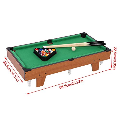 Dioche Juego de billar de mesa de billar, mesa de billar para niños, mesa de billar, juego de billar para deportes de interior, aprox. 69 x 36,5 x 22,5 cm