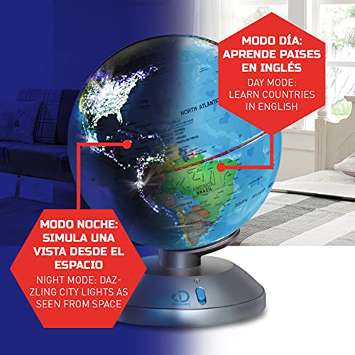 Discovery 2 en 1 Educativos, Luz, Juguetes, Bola del Mundo Niños, Globos Terráqueos, Mapa Mundi Infantil, Color Azul (6000188)