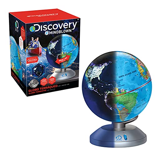 Discovery 2 en 1 Educativos, Luz, Juguetes, Bola del Mundo Niños, Globos Terráqueos, Mapa Mundi Infantil, Color Azul (6000188)