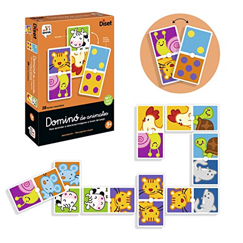 Diset - Dominó Animales - Juego de dominó con ilustraciones de animales a partir de 3 años