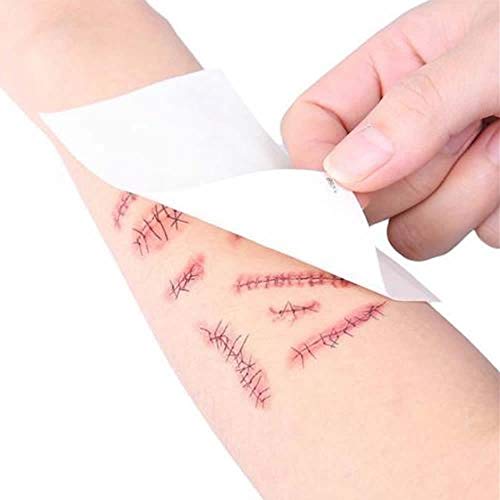 Disfraces de Halloween Tatuajes de zombis, Maquillaje para decoraciones de fiesta de Halloween, Body Scar Stickers para Cosplay 18 hojas (Tatuajes de zombis)