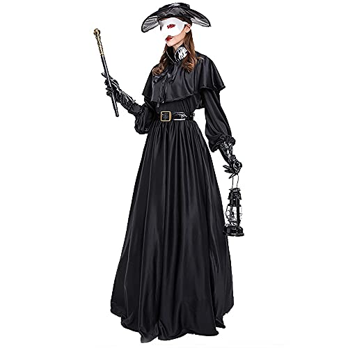 Disfraz de Cosplay de Doctor de la Peste, Ropa, Capa Negra, máscara de Pico de pájaro de Halloween, Disfraz Steampunk, Disfraz para Mujer, Fiesta de Adultos