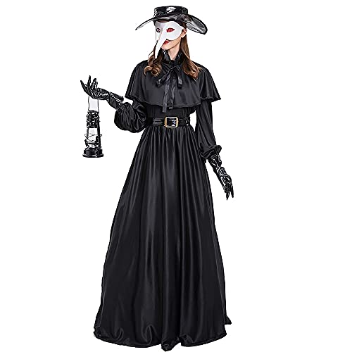 Disfraz de Cosplay de Doctor de la Peste, Ropa, Capa Negra, máscara de Pico de pájaro de Halloween, Disfraz Steampunk, Disfraz para Mujer, Fiesta de Adultos