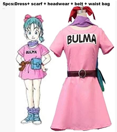 Disfraz de Cosplay de Dragon Ball Z Bulma para adultos, vestido rosa de verano para mujer, botas de Cosplay de Bulma de Halloween, zapatos azules hechos a medida en cualquier tamaño