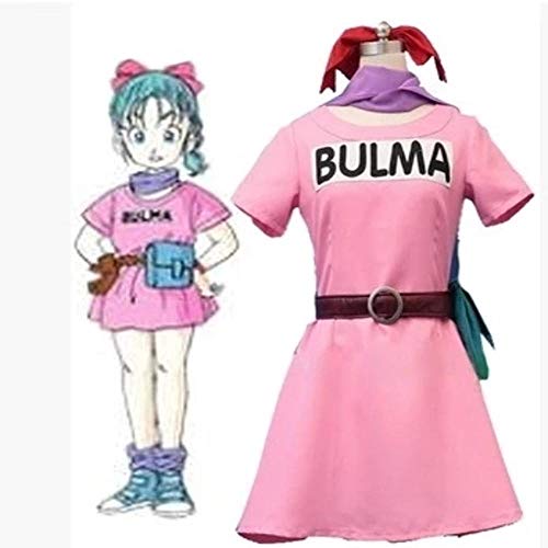 Disfraz de Cosplay de Dragon Ball Z Bulma para adultos, vestido rosa de verano para mujer, botas de Cosplay de Bulma de Halloween, zapatos azules hechos a medida en cualquier tamaño