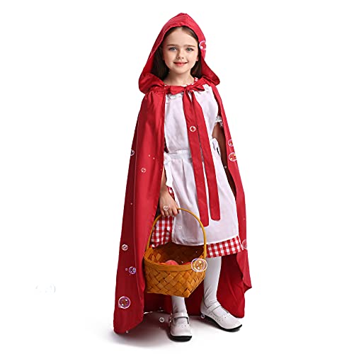 Disfraz de Halloween de Caperucita Roja para mujer, vestido de cosplay gótico y capa de fiesta (rojo para niños, S)