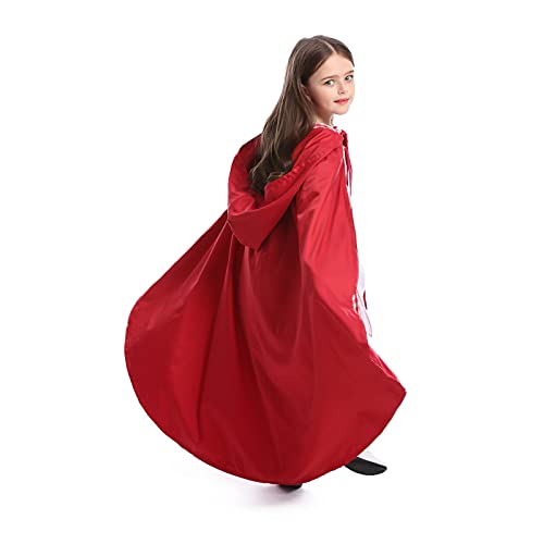 Disfraz de Halloween de Caperucita Roja para mujer, vestido de cosplay gótico y capa de fiesta (rojo para niños, S)