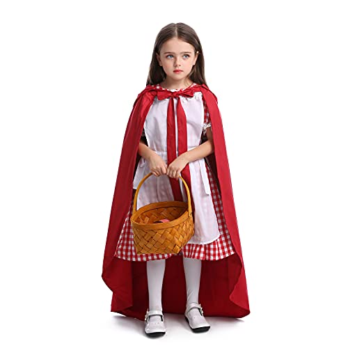 Disfraz de Halloween de Caperucita Roja para mujer, vestido de cosplay gótico y capa de fiesta (rojo para niños, S)