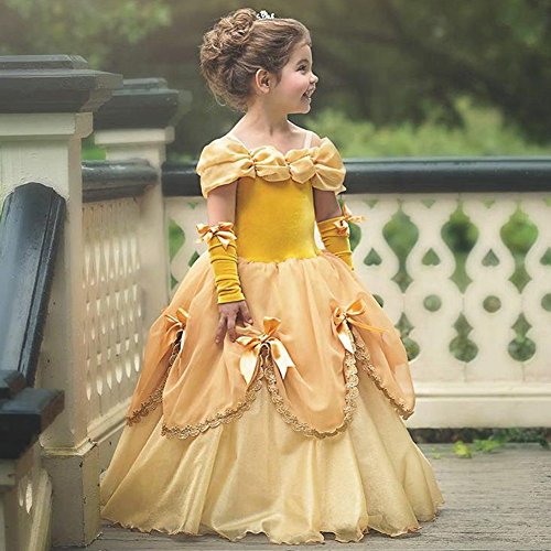 Disfraz de princesa de la Bella y la Bestia, vestido de fiesta de Halloween, vestido de princesa para niña