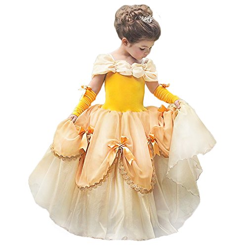 Disfraz de princesa de la Bella y la Bestia, vestido de fiesta de Halloween, vestido de princesa para niña