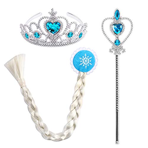 Disfraz de Princesa Elsa Niña Reina de Nieve Frozen 2 Hada Cosplay Halloween Navidad Carnaval Cumpleaños Vestido Tul Manto de Princesa Accesorios Azul 3 (con Accesorios) 5-6 años