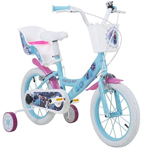 Disney - Bicicleta infantil, color blanco y azul, tamaño 14 pulgadas