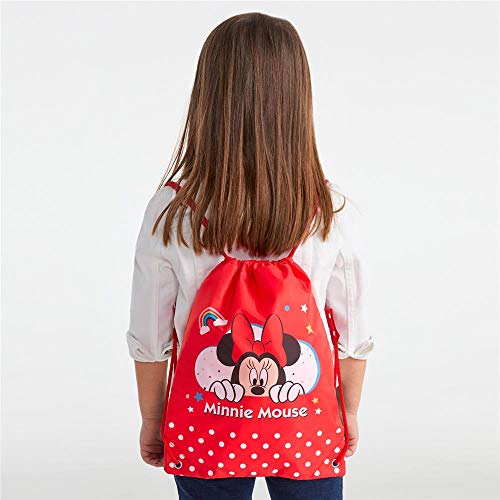 Disney Bolsa de Merienda Minnie Rainbow, Rojo, 27x34 cm