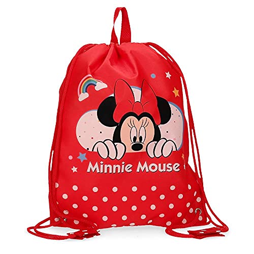 Disney Bolsa de Merienda Minnie Rainbow, Rojo, 27x34 cm