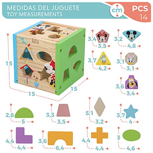 Disney - Cubo encajables bebé 14 piezas Figuras geoméricas y colores - Juguetes bebés 1 año Juego educativo niños 1 2 años - Desarrollo de habilidades motoras Bloques infantiles Disney