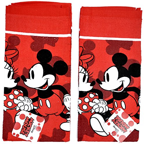 Disney Dish Towels 2 Piece Set Kitchen Cloth (Mickey Minnie Red)