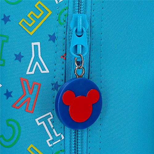 Disney Estuche Mickey Stars Tres Compartimentos, Azul, 22x12x5 cm