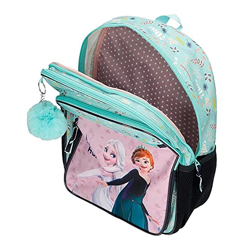 Disney Frozen Arendelle is Home Mochila Escolar Doble Compartimento Adaptable a Carro Azul 30x40x13 cms Poliéster 15,6L