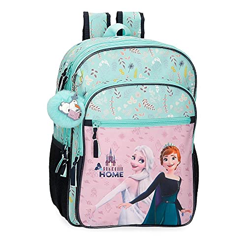 Disney Frozen Arendelle is Home Mochila Escolar Doble Compartimento Adaptable a Carro Azul 30x40x13 cms Poliéster 15,6L