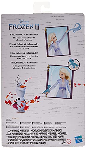 Disney Frozen Elsa Fashion Doll In Travel Outfit Inspirado en Frozen 2 con Figuras de Pabbie y Salamandra