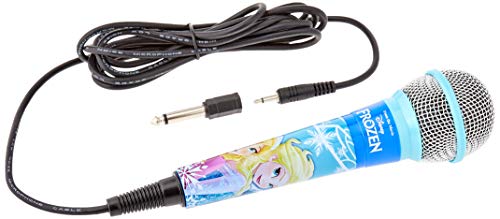 Disney Frozen-Micrófono dínámico con Conector 3,5 mm y Adaptador de 6,3 mm, Ideal para Karaoke (Lexibook MIC100FZ) niños, juguete musical, cable largo, incluidos, sensibilidad alta, azul, color