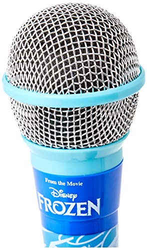 Disney Frozen-Micrófono dínámico con Conector 3,5 mm y Adaptador de 6,3 mm, Ideal para Karaoke (Lexibook MIC100FZ) niños, juguete musical, cable largo, incluidos, sensibilidad alta, azul, color