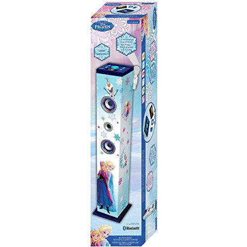 Disney Frozen - Torre de Sonido con Altavoces Luminosos con Bluetooth, micrófono, Mando a Distancia, Ideal para Karaoke (Lexibook K8050FZ)