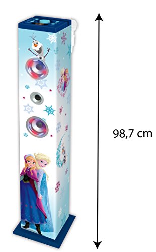 Disney Frozen - Torre de Sonido con Altavoces Luminosos con Bluetooth, micrófono, Mando a Distancia, Ideal para Karaoke (Lexibook K8050FZ)