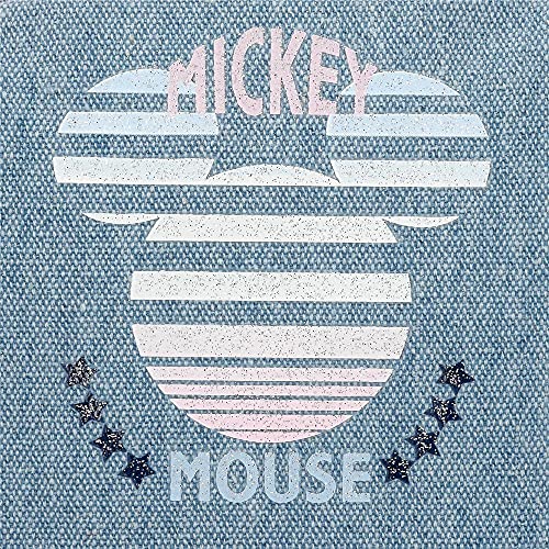 Disney Mickey Denim Estuche tres compartimentos Azul 22x12x5 cms Poliéster