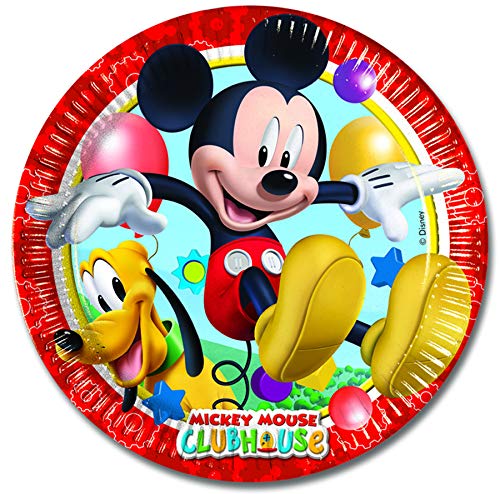 Disney Mickey Mouse - Vajilla de mesa (36 piezas, incluye servilletas, platos de cartón, vasos de papel, para 8 personas)