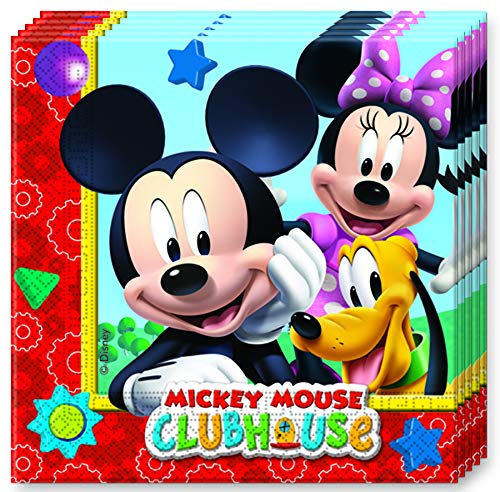 Disney Mickey Mouse - Vajilla de mesa (36 piezas, incluye servilletas, platos de cartón, vasos de papel, para 8 personas)