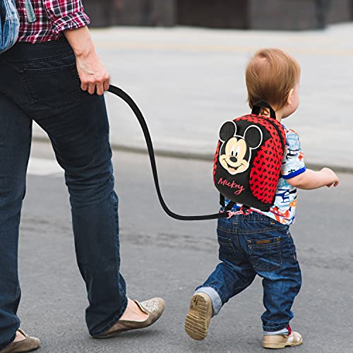 Disney Mochila Bebe Guarderia, Mochila Infantil de Mickey y Minnie Mouse, Mochila Guardería con Arnes Para Bebes (Rojo)