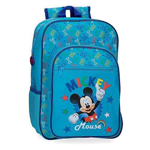 Disney Mochila Escolar Mickey Stars, 29x38x12 cm, Azul