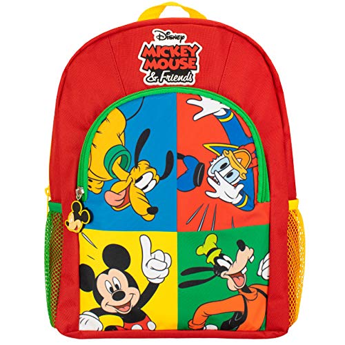 Disney Mochila para Niños Mickey Mouse Donald Duck Pluto Goofy Rojo