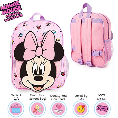 Disney Mochilas Escolares, Material Escolar para Niñas, Mochila Infantil con Minnie Mouse en Diseño 3D, Mochila Rosa de Gran Capacidad, Regalos Originales para Niñas