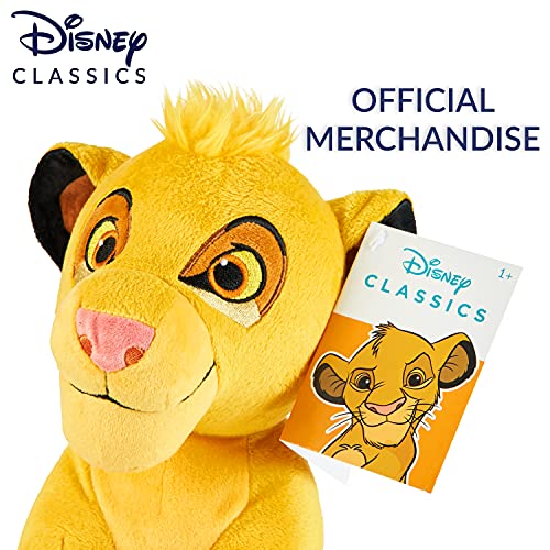 Disney Peluches Pequeños de Stitch, Simba y Dumbo, Peluche Bebe 28 cm, Disney Juguetes Interactivos (Amarillo Simba)