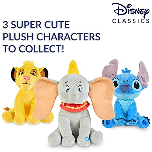 Disney Peluches Pequeños de Stitch, Simba y Dumbo, Peluche Bebe 28 cm, Disney Juguetes Interactivos (Gris Dumbo)