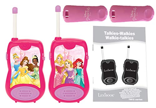 Disney Princesas Cenicienta Rapunzel Ariel walkie-talkies, comunicación de Juguete para niños, niñas, Clip para cinturón, con Pilas, Rosa, TW12DP