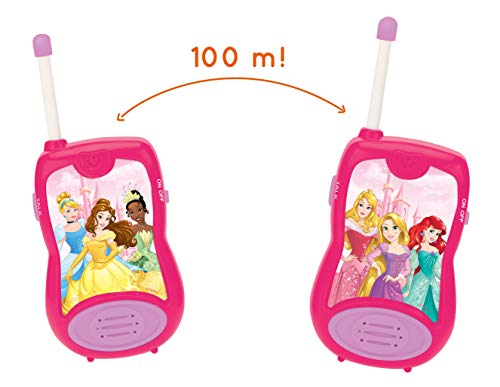 Disney Princesas Cenicienta Rapunzel Ariel walkie-talkies, comunicación de Juguete para niños, niñas, Clip para cinturón, con Pilas, Rosa, TW12DP