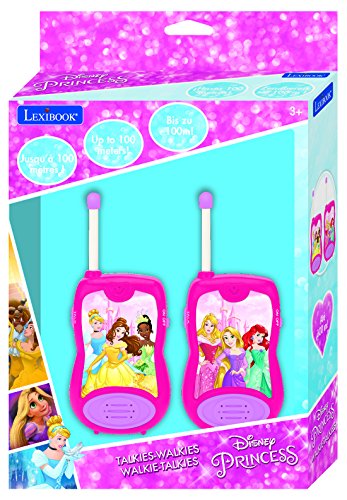 Disney Princesas Cenicienta Rapunzel Ariel walkie-talkies, comunicación de Juguete para niños, niñas, Clip para cinturón, con Pilas, Rosa, TW12DP