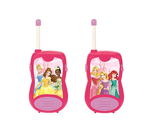 Disney Princesas Cenicienta Rapunzel Ariel walkie-talkies, comunicación de Juguete para niños, niñas, Clip para cinturón, con Pilas, Rosa, TW12DP