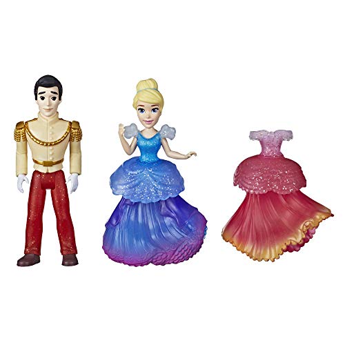 Disney Princess Cenicienta y Príncipe Encantador Coleccionable Pequeña Muñeca Real Clips Juguetes de Moda con Vestido Extra