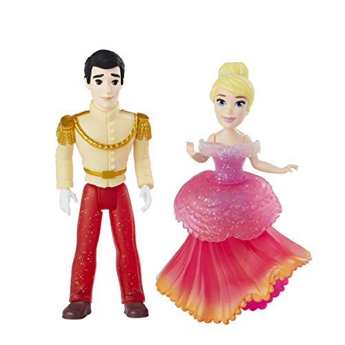 Disney Princess Cenicienta y Príncipe Encantador Coleccionable Pequeña Muñeca Real Clips Juguetes de Moda con Vestido Extra