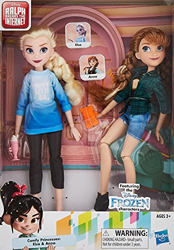 Disney Princess Ralph Breaks The Internet Movie Dolls, Elsa & Anna Dolls with Comfy Clothes & Accessories