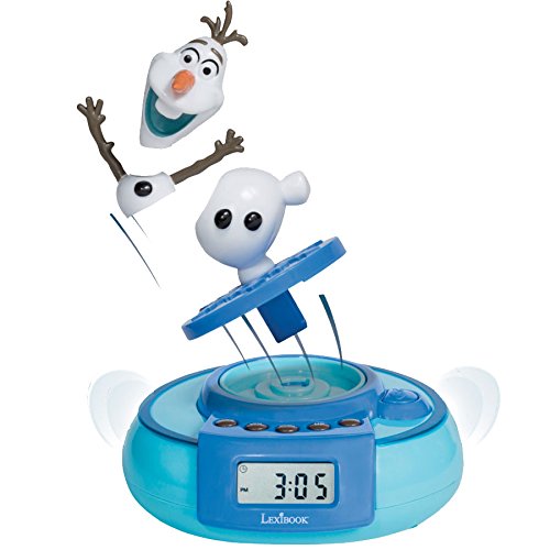 Disney RL985FZ Frozen-Radio Despertador, Olaf Salta al Despertar (Lexibook, Color Azul Claro