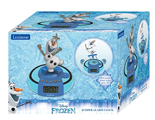 Disney RL985FZ Frozen-Radio Despertador, Olaf Salta al Despertar (Lexibook, Color Azul Claro