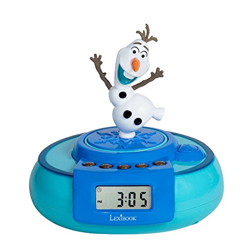 Disney RL985FZ Frozen-Radio Despertador, Olaf Salta al Despertar (Lexibook, Color Azul Claro