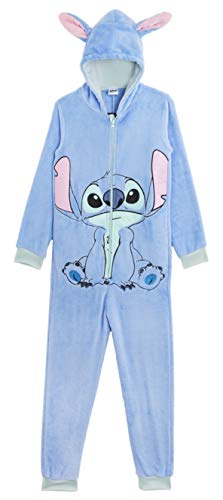 Disney Stitch Pijama Entero para Niñas De Una Pieza Super Suaves, Disfraces de Animales, Ropa de Dormir Niña Invierno, Pijamas Monos con Capucha Orejas 3D, Regalos para Niños 13-14 Años (11/12 años)